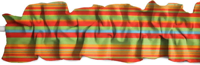 Cotton Multi Colored Stripe Sleeve Topper Window Valance Top Bottom Ruffle Home Décor Bedroom Nursery Kitchen Window (120" Wide x 9" Tall, Green Orange)